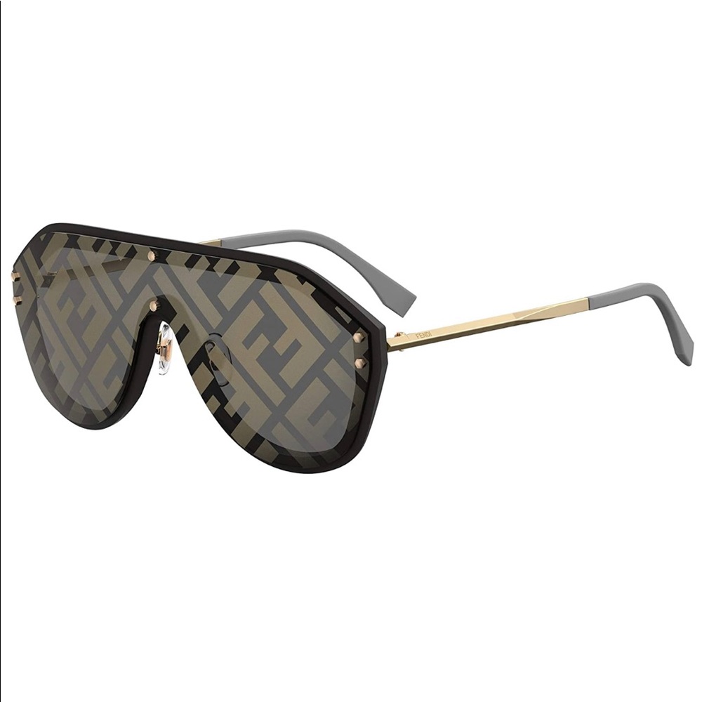 Fendi Black Gold Shield Sunglasses